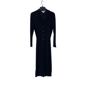 Brooks Brothers Vintage Shirt Dress Size Medium Belted Black Viscose